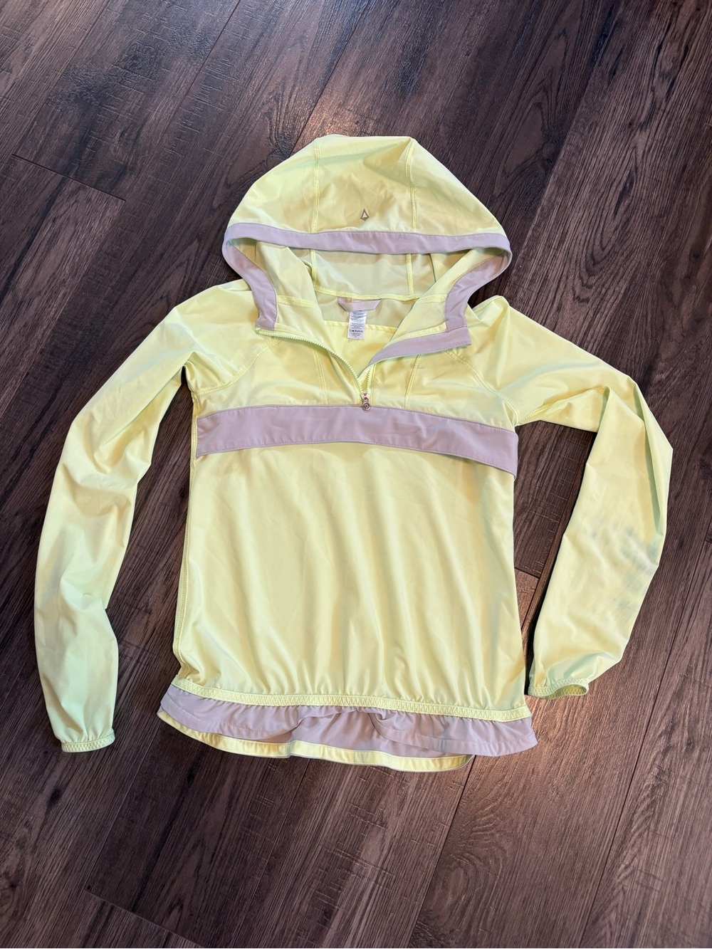 Girls' Lightweight Hooded Rain Pullover - Yellow with Contrast Trim